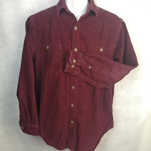 Vintage 90s Territory Ahead Men's M Grid Corduroy Shirt Long Sleeve Button Up